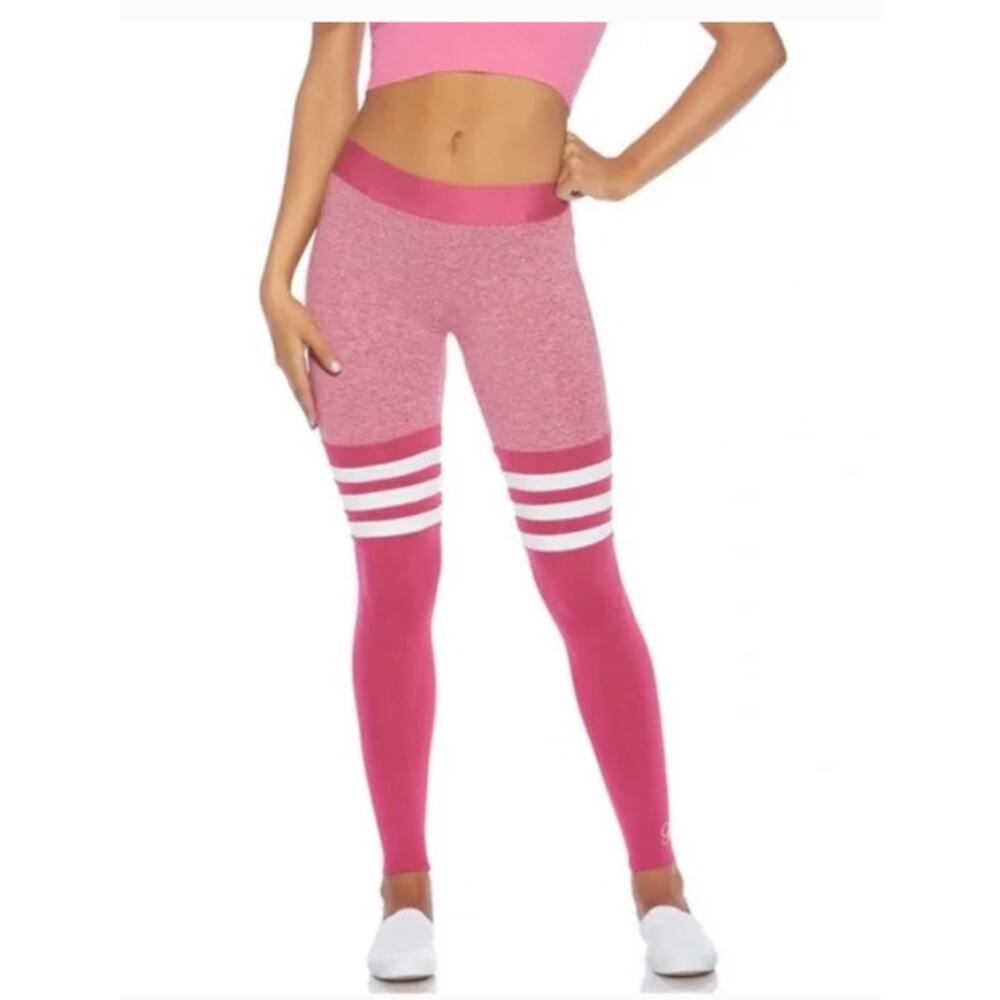 Bombshell Sportswear Thigh-high Heather Pink White Stripes Legging Small